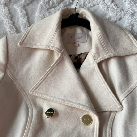 Laundry By Shelli Segal White Double Breasted Trench Coat - Picture 3 of 8